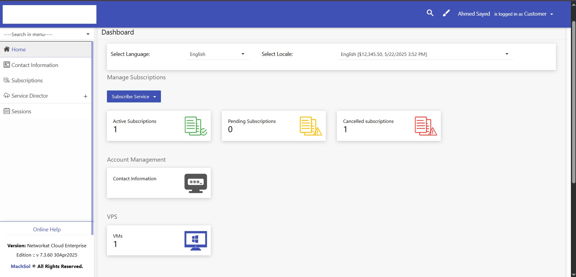 لوحة التحكم - Networkat Cloud Dashboard